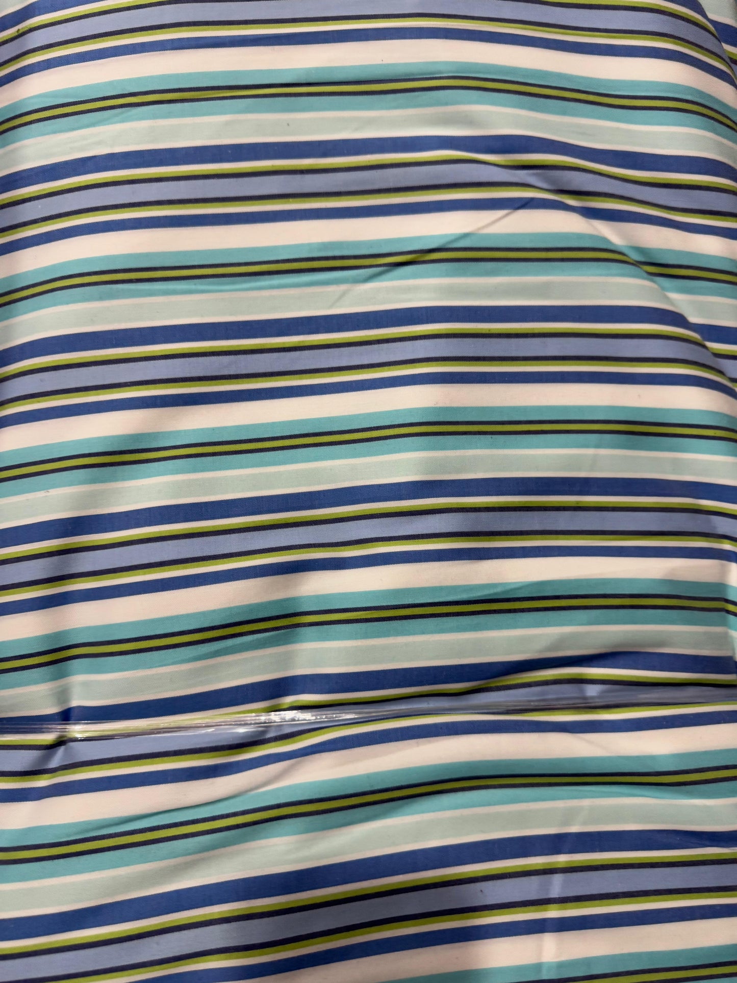 Buy Cotton Viscose Green Blue Stripe Fabric