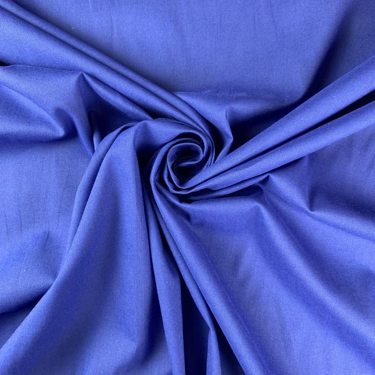 Buy Solid Azure Blue Pure Cotton Poplin Satin