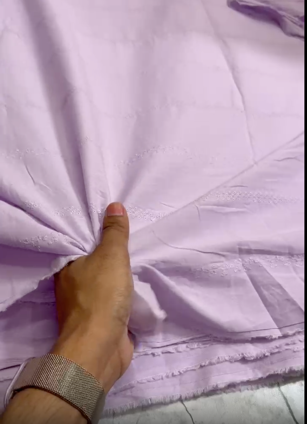 Buy Hakoba Lavender Lace Design Fabric