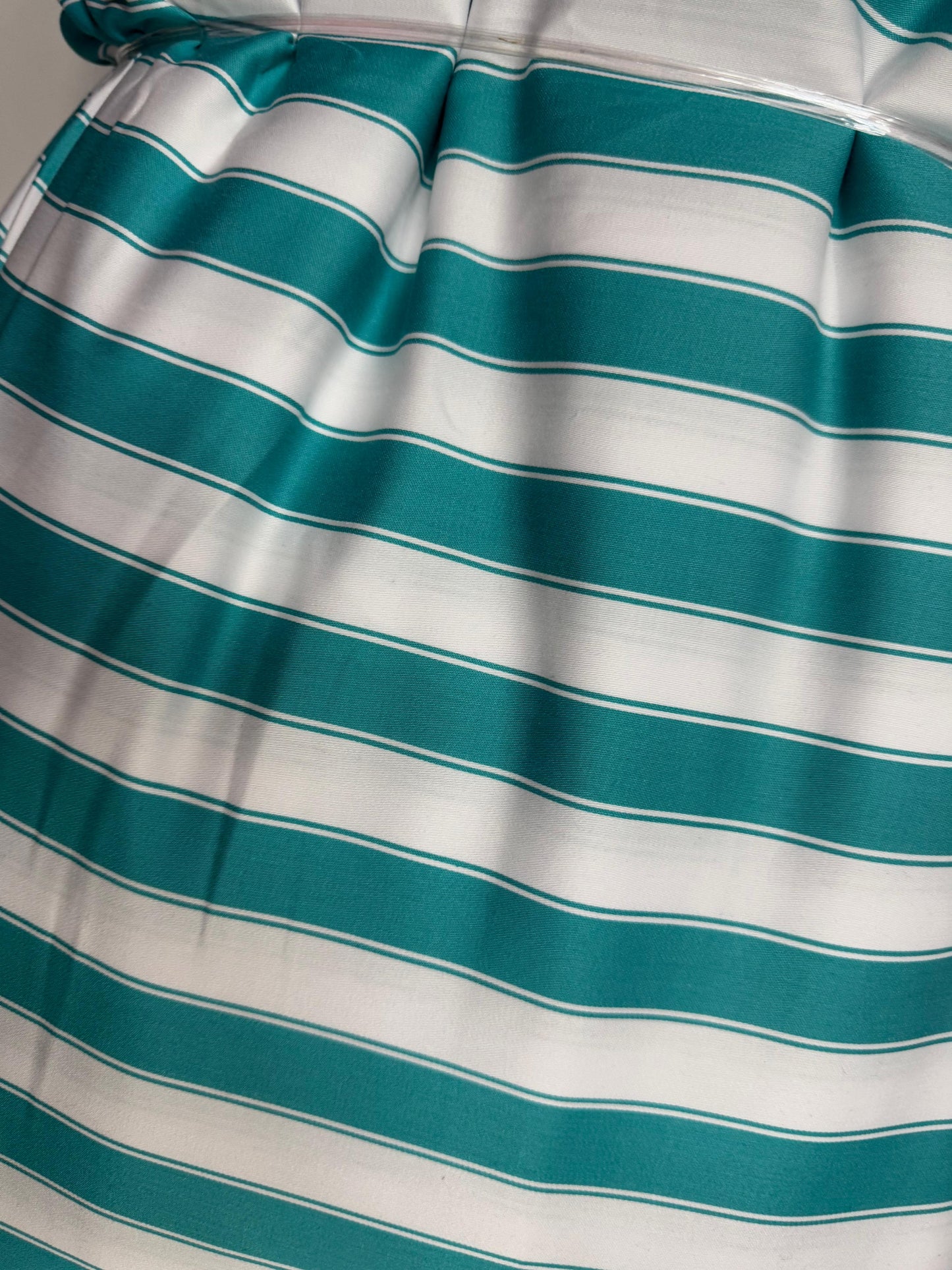 Buy Cotton Twill Satin Firozi Dual Stripe Fabric