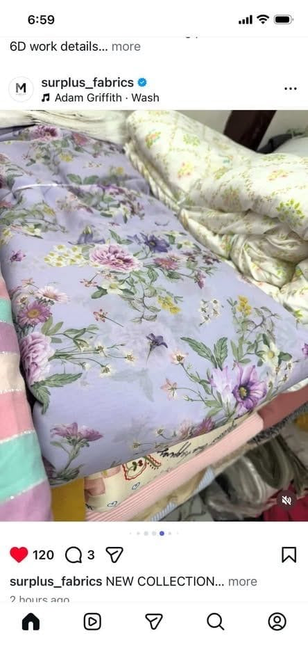 Buy Poly Georgette Lilac Spring Summer Printed Fabric