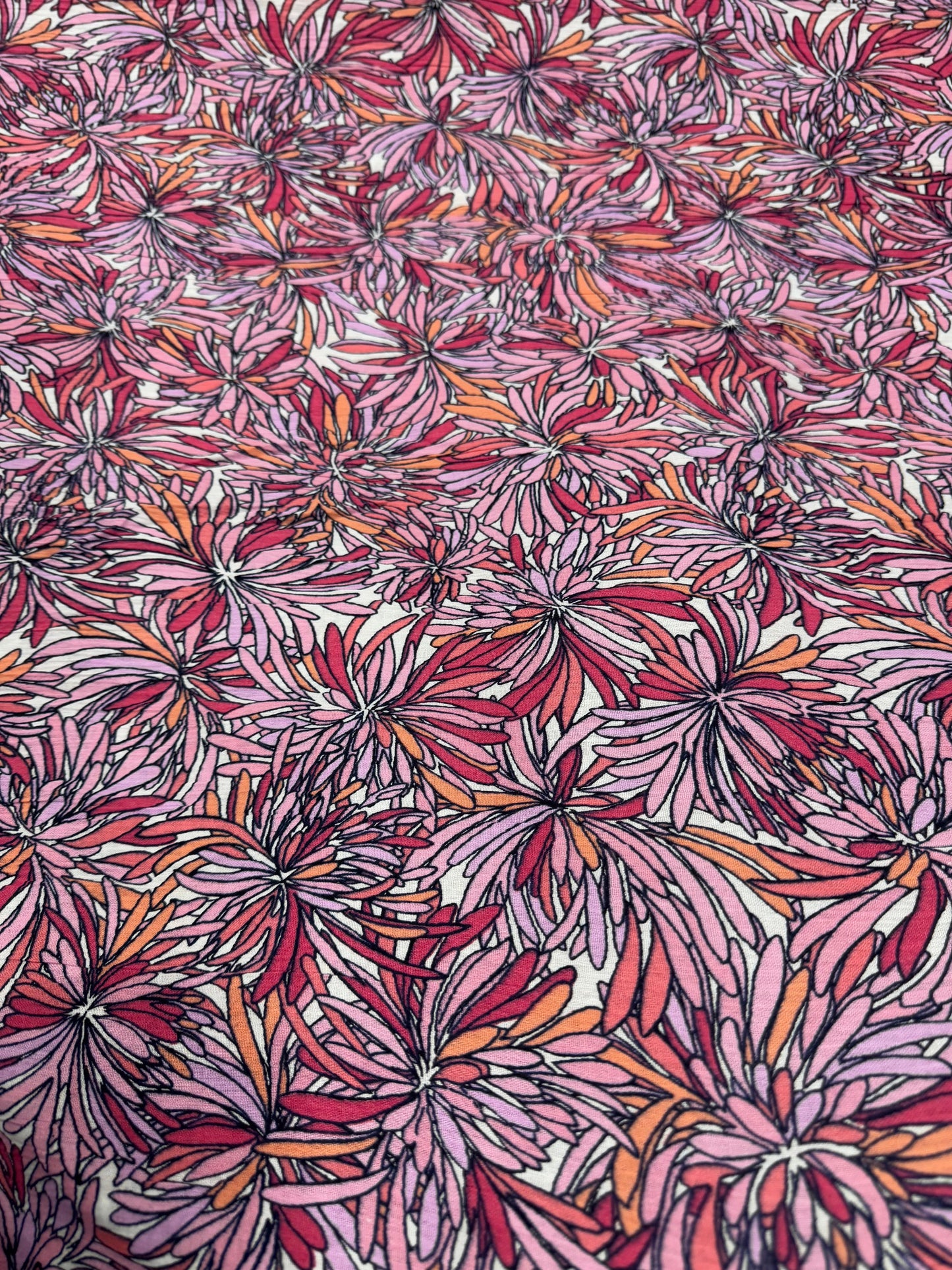 Buy Crinkled Crepe Floral Mist Textured Fabric
