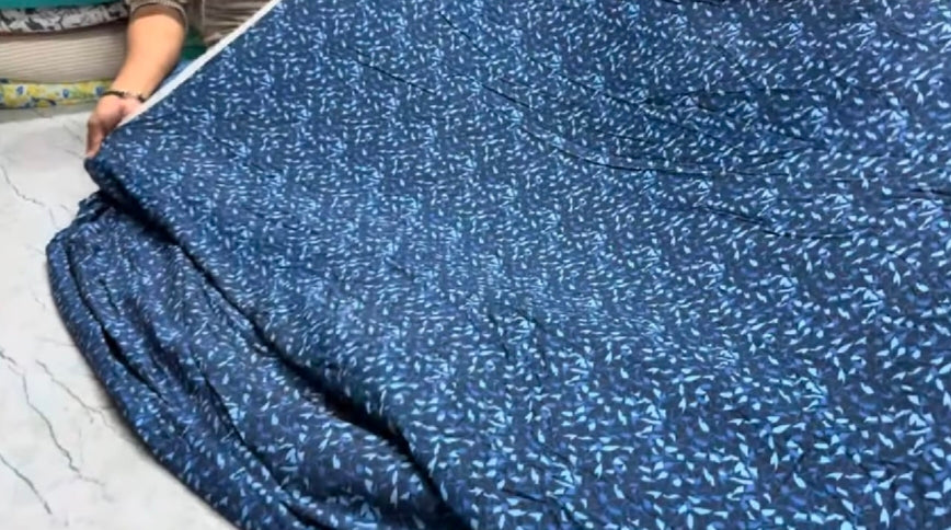 Buy Cotton Viscose Navy Leaf Printed Fabric