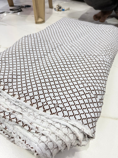 Buy Viscose Crepe Brown Damask Grey Base Printed Fabric