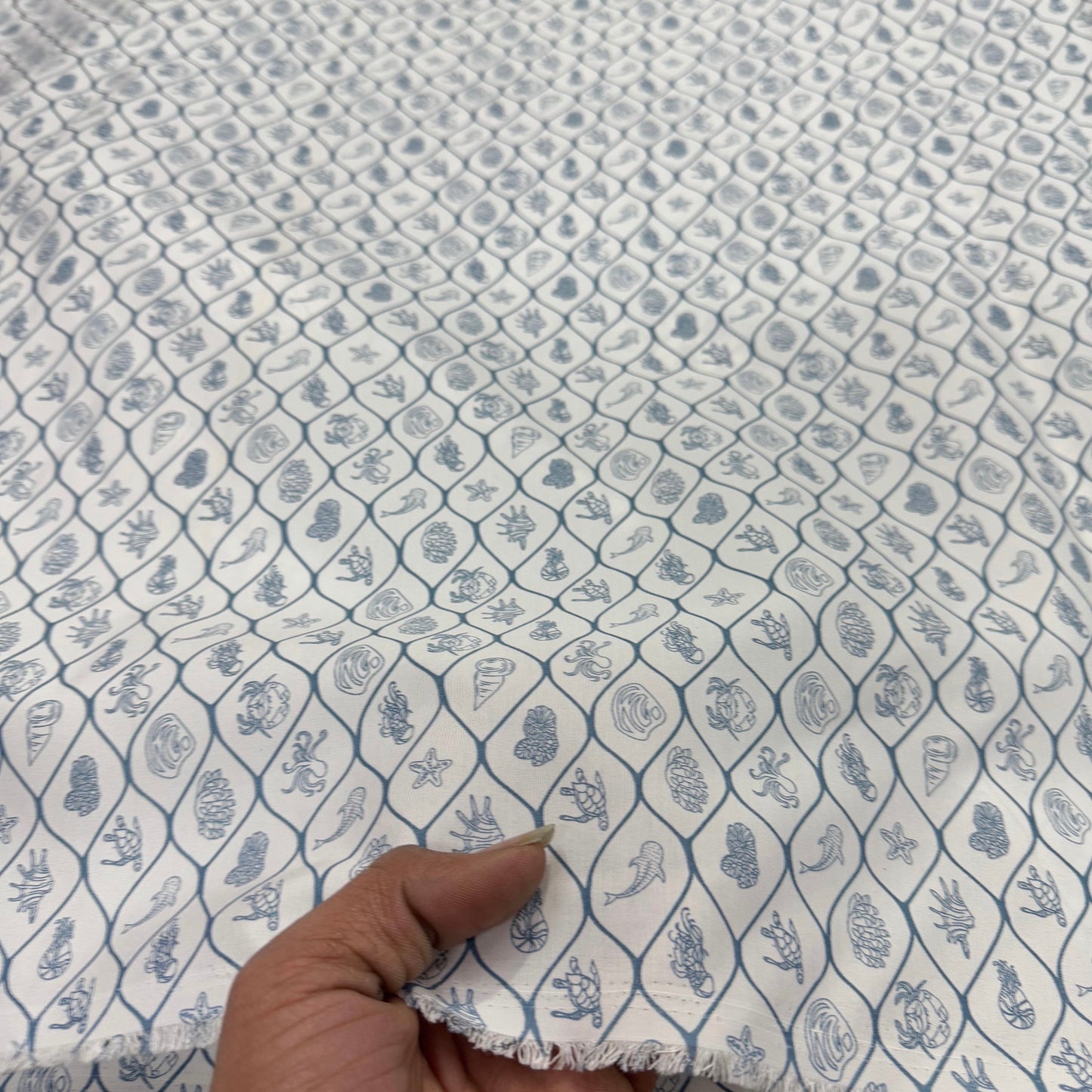 Buy Poplin Cotton Sea Shell Printed Fabric