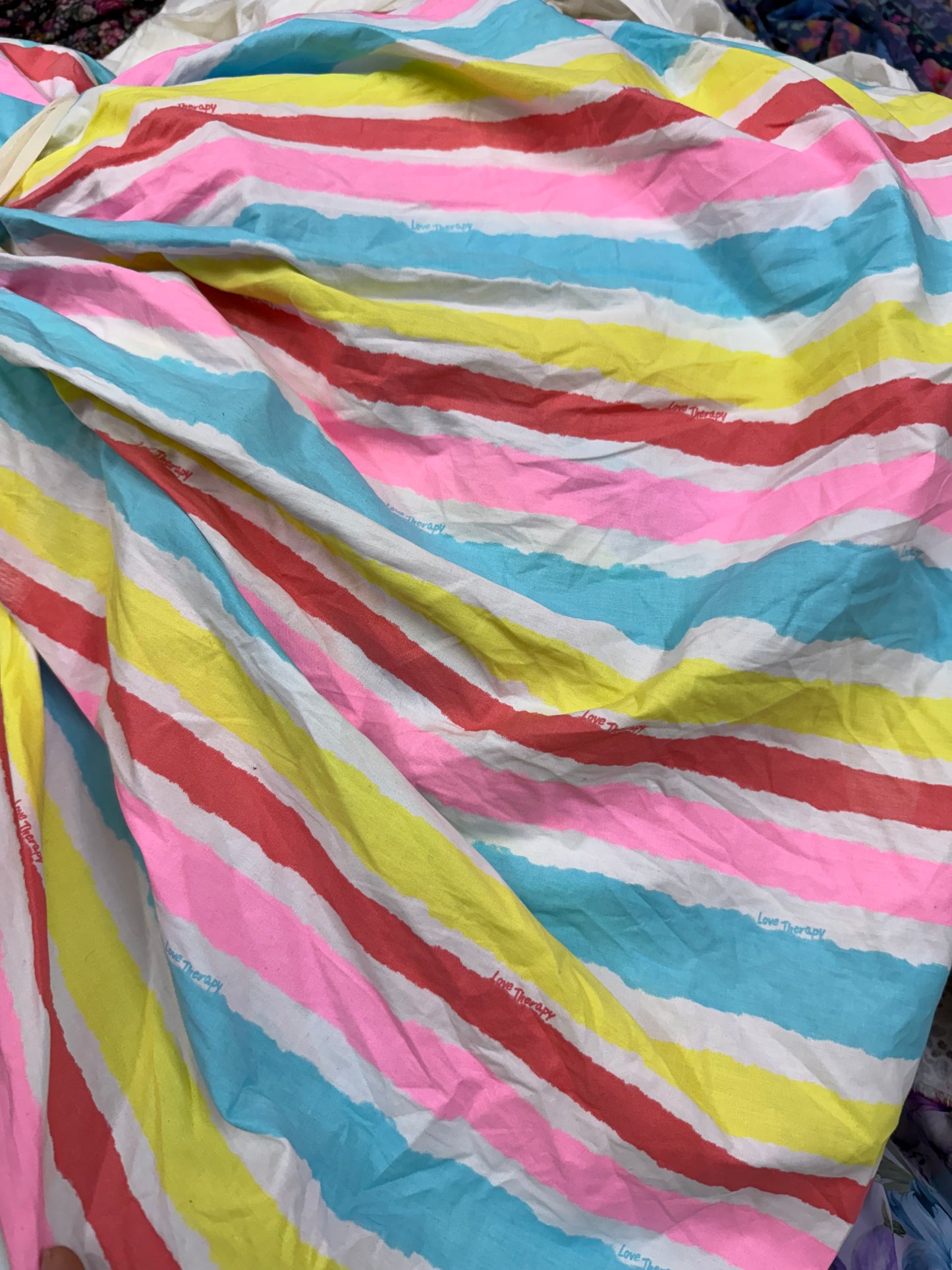 Buy Poplin Multi Abstract Stripe Printed Fabric