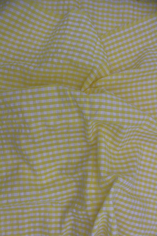 Buy Premium Seersucker Yellow Checks Fabric