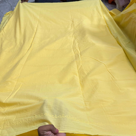 Buy Hakoba Pastle Yellow Lace Design Fabric