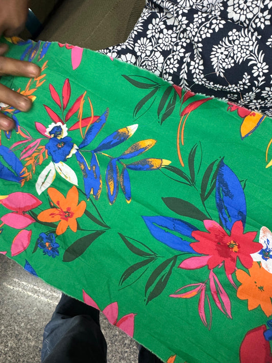 Buy Cotton Poplin Tropical Floral Summer Printed Fabric