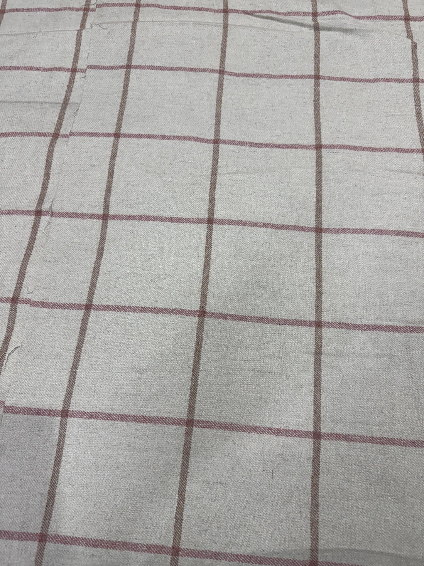 Woollen Pashmina Twill Nude Check Shirting Fabric