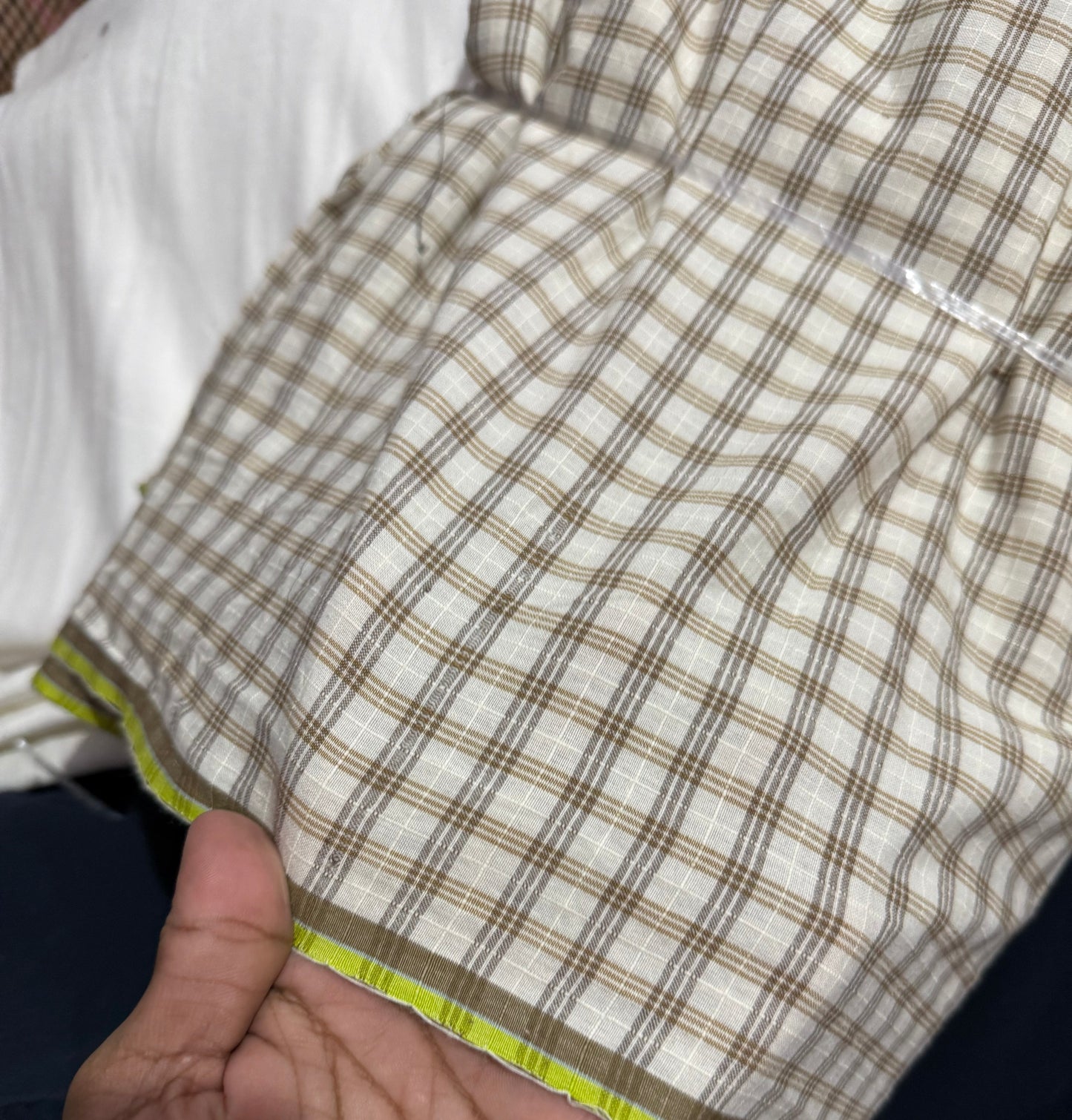 Buy Cotton Slub Dobby Nude Neon Check Fabric