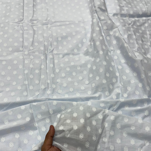 Buy Cotton Solid Baby Blue Floral Butta Fabric