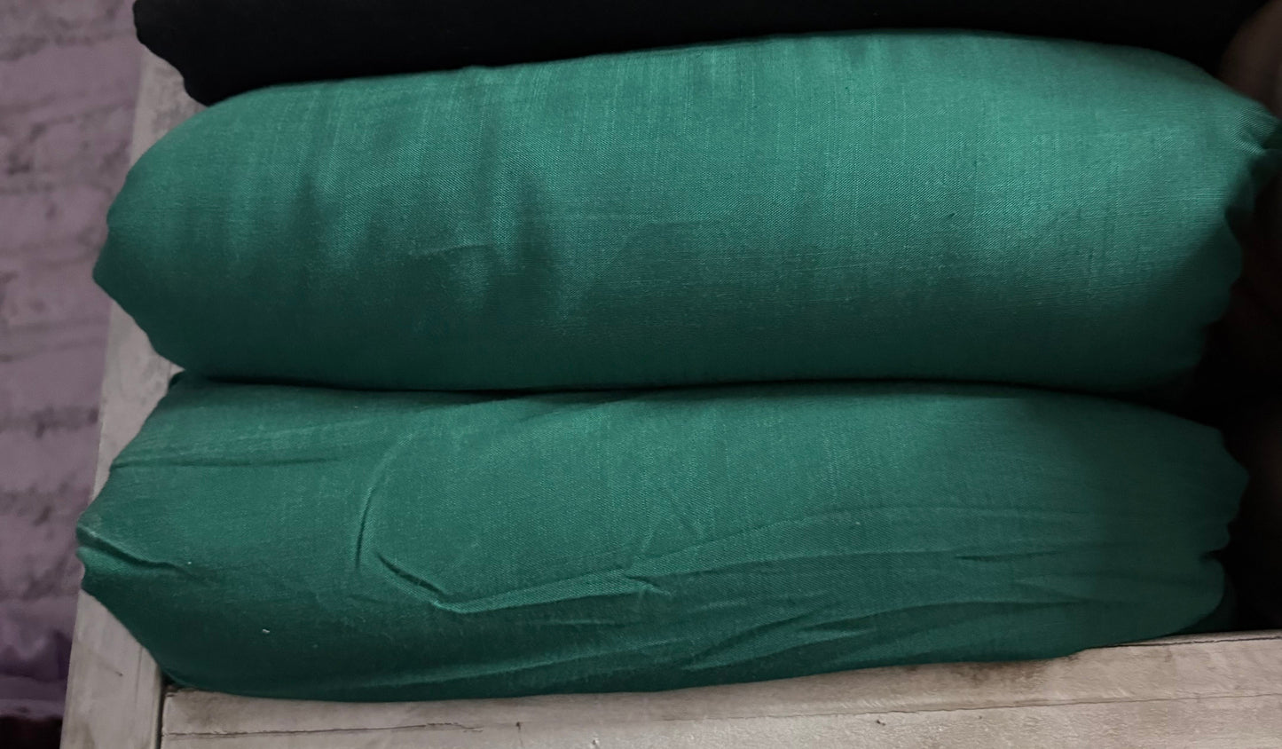 Buy Cotton Linen Solid Dark Green Fabric