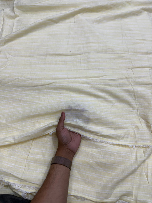 Buy Pure Linen Yarn Dyed Light Yellow Fabric