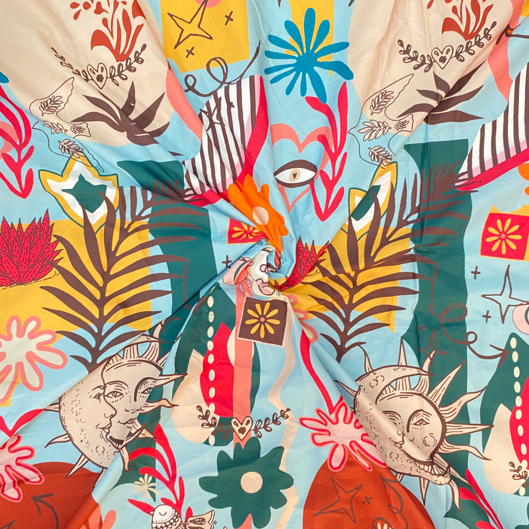 Buy Poplin Abstract Printed Fabric