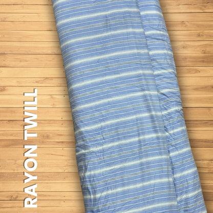 Buy Rayon Twill Blue & white Stripe