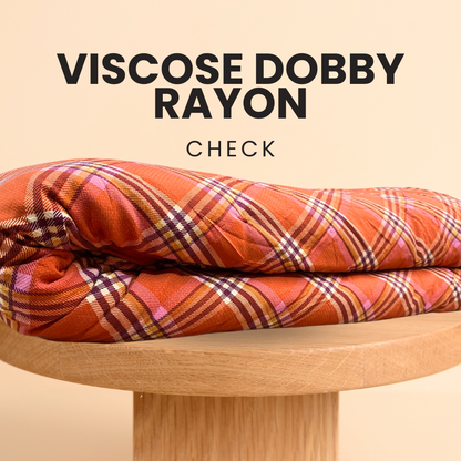 Buy Viscose Dobby Brownnie Checks Fabric