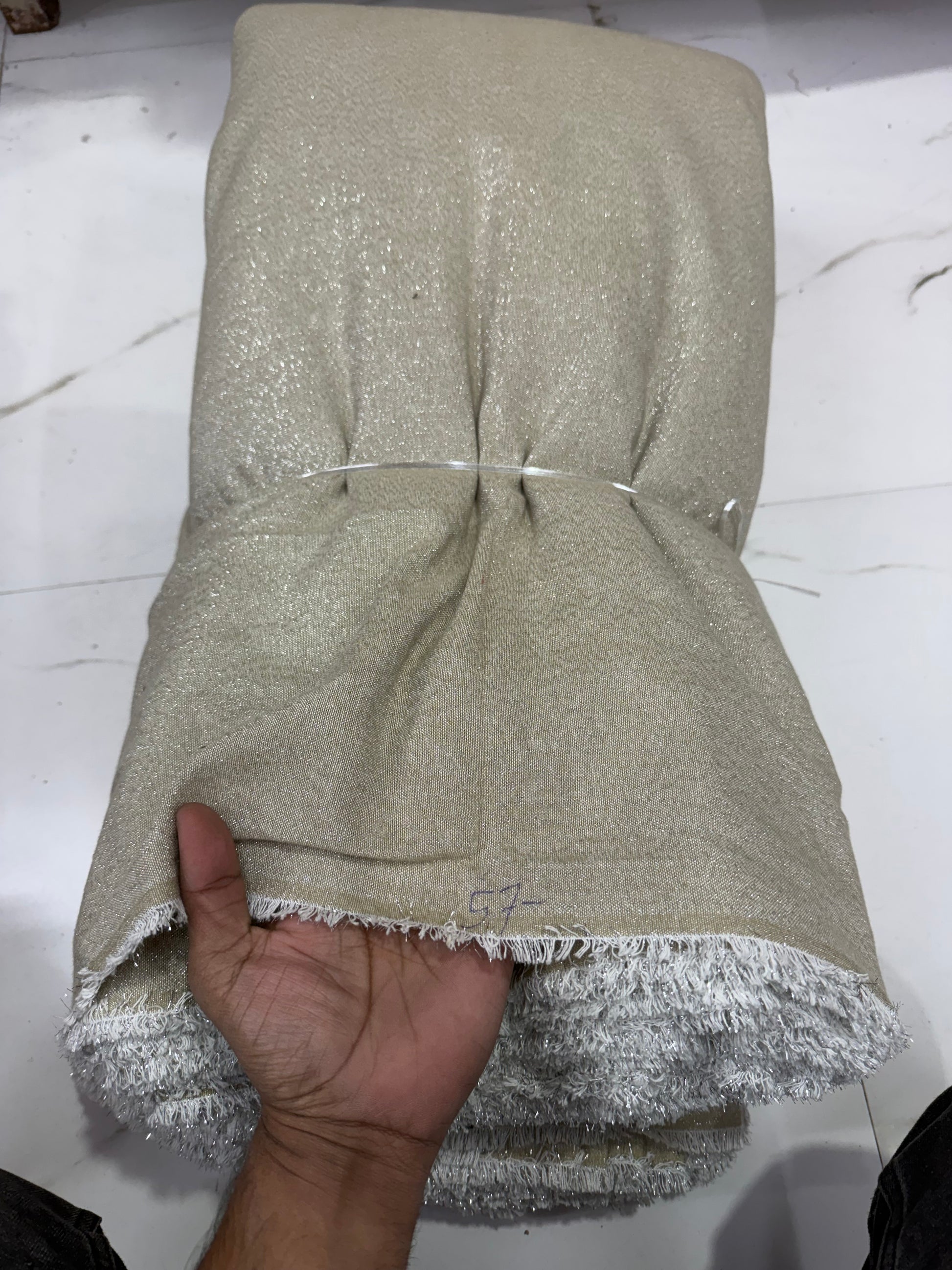 Buy Shimmer Ivory Base Shimmer Lurex Fabric - MAF 