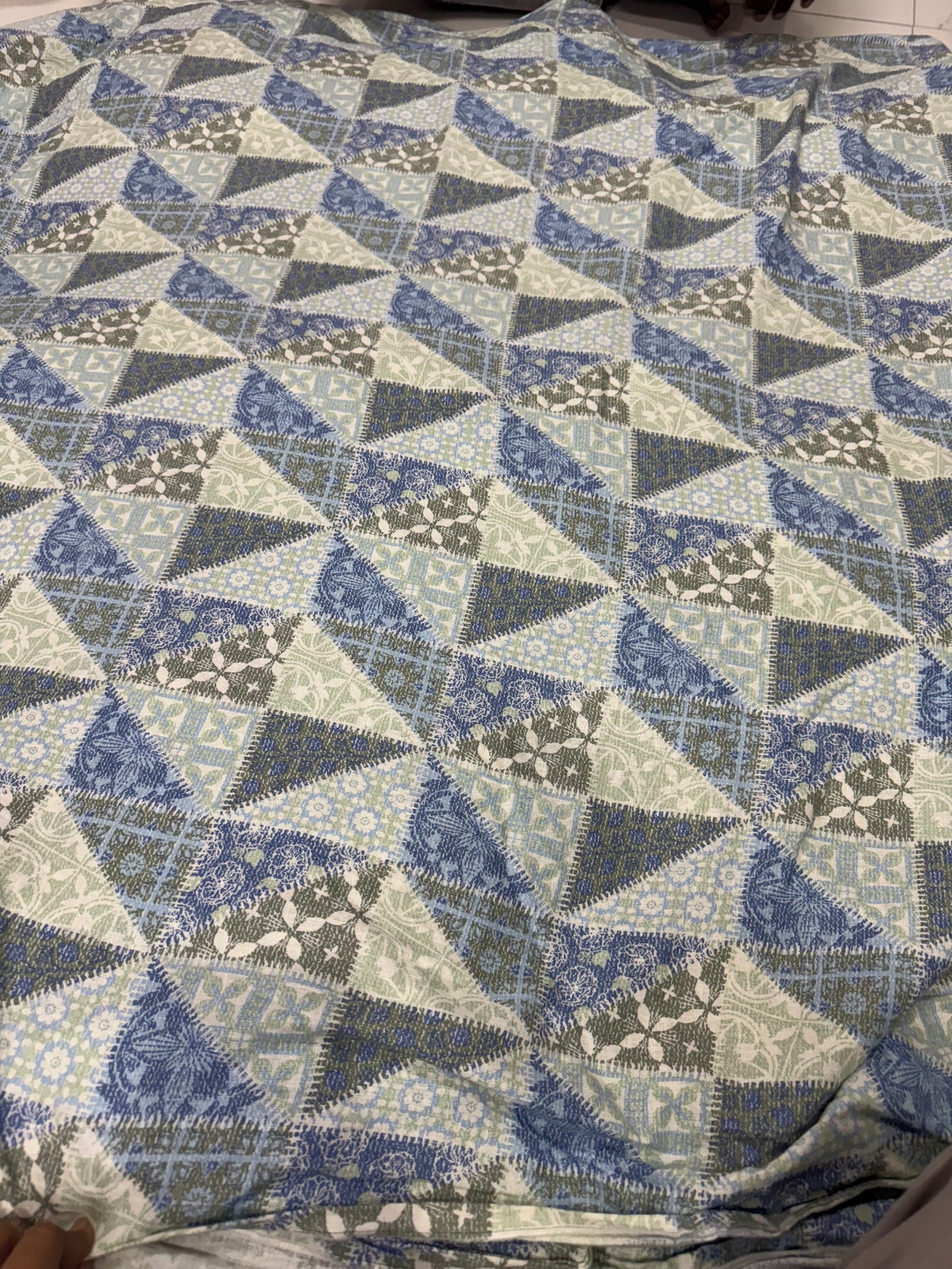 Buy Cotton Linen Multi Boho Triangle Printed Fabric