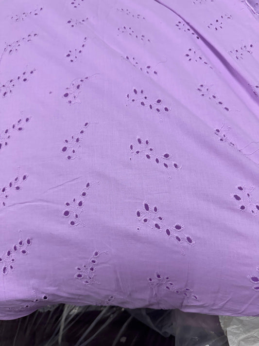 Buy Cotton Hakoba Lavender Leaf Cutwork Embroidery