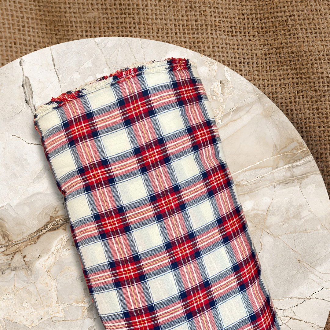 Buy Red & White Checks Twill Fabric