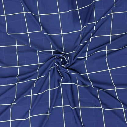 Buy Georgette Check Box Blue Fabric