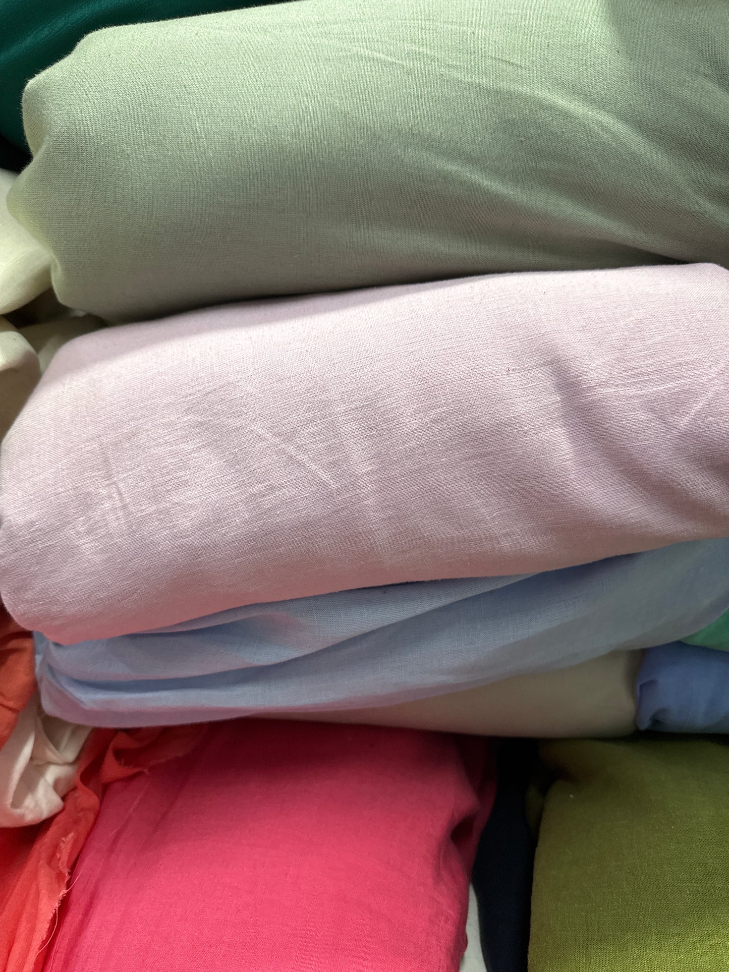 Buy Linen Carnation Pink Solid Fabric