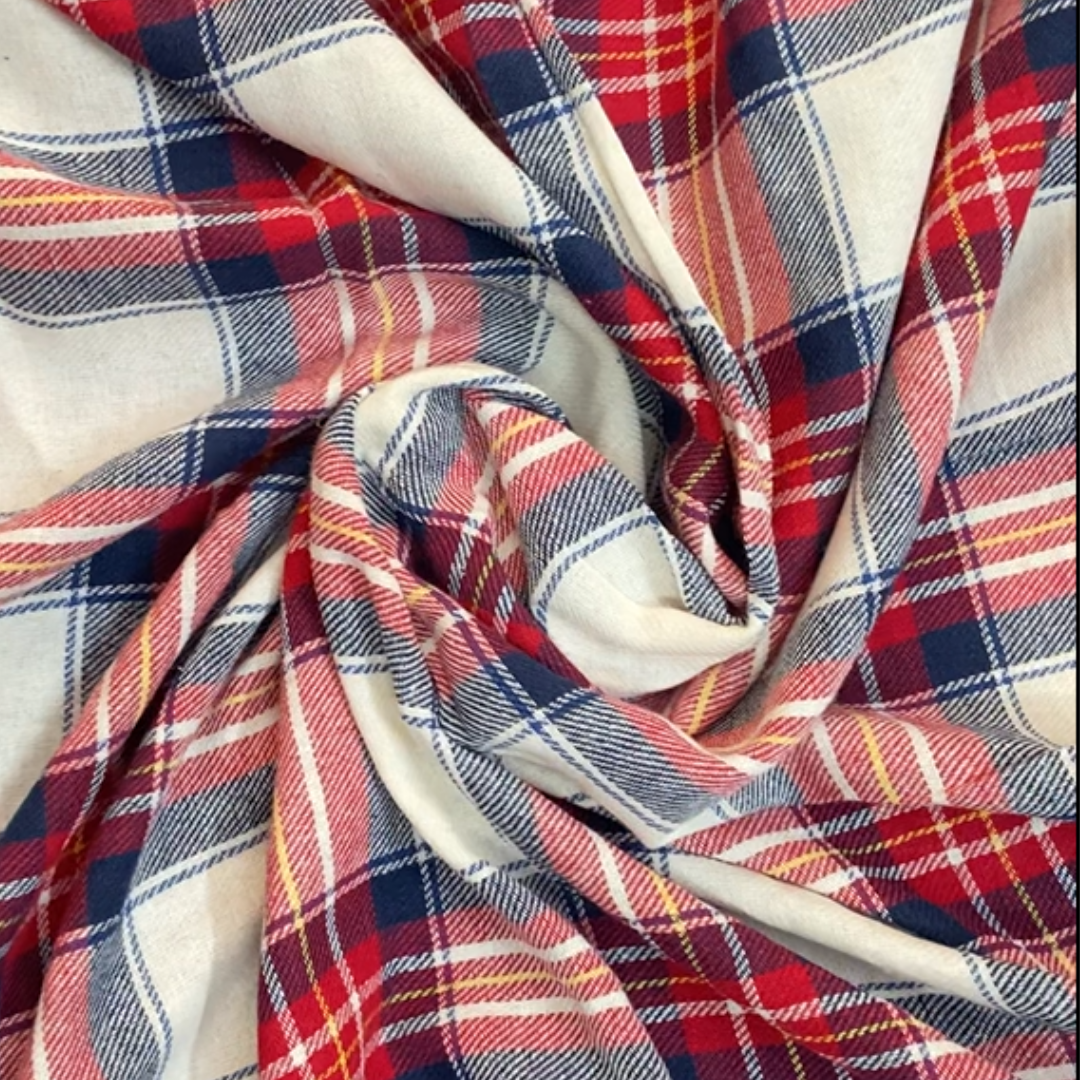 Buy Red & White Checks Twill Fabric