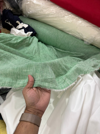Buy Pure Linen Washed Green Fabric