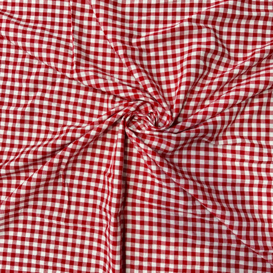 Buy Cotton Red Checks Fabric - Red Gingham Fabric India