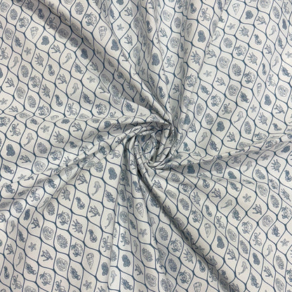 Buy Poplin Cotton Sea Shell Printed Fabric