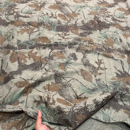 Buy Cotton Satin Vintage Leaf Printed Fabric