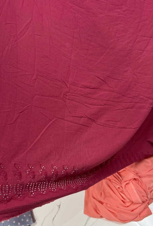Buy Cotton Linen Hakoba Maroon Border Palazzo Cutwork Embroidery