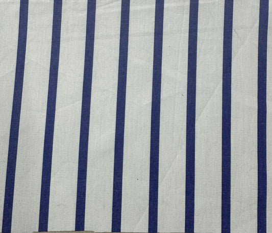 Buy Cotton Yarn Dyed Blue Broad Stripe Shirting Fabric