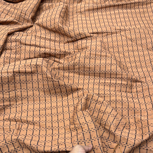 Caramel Cotton Cambric Hand Embroidery Fabric