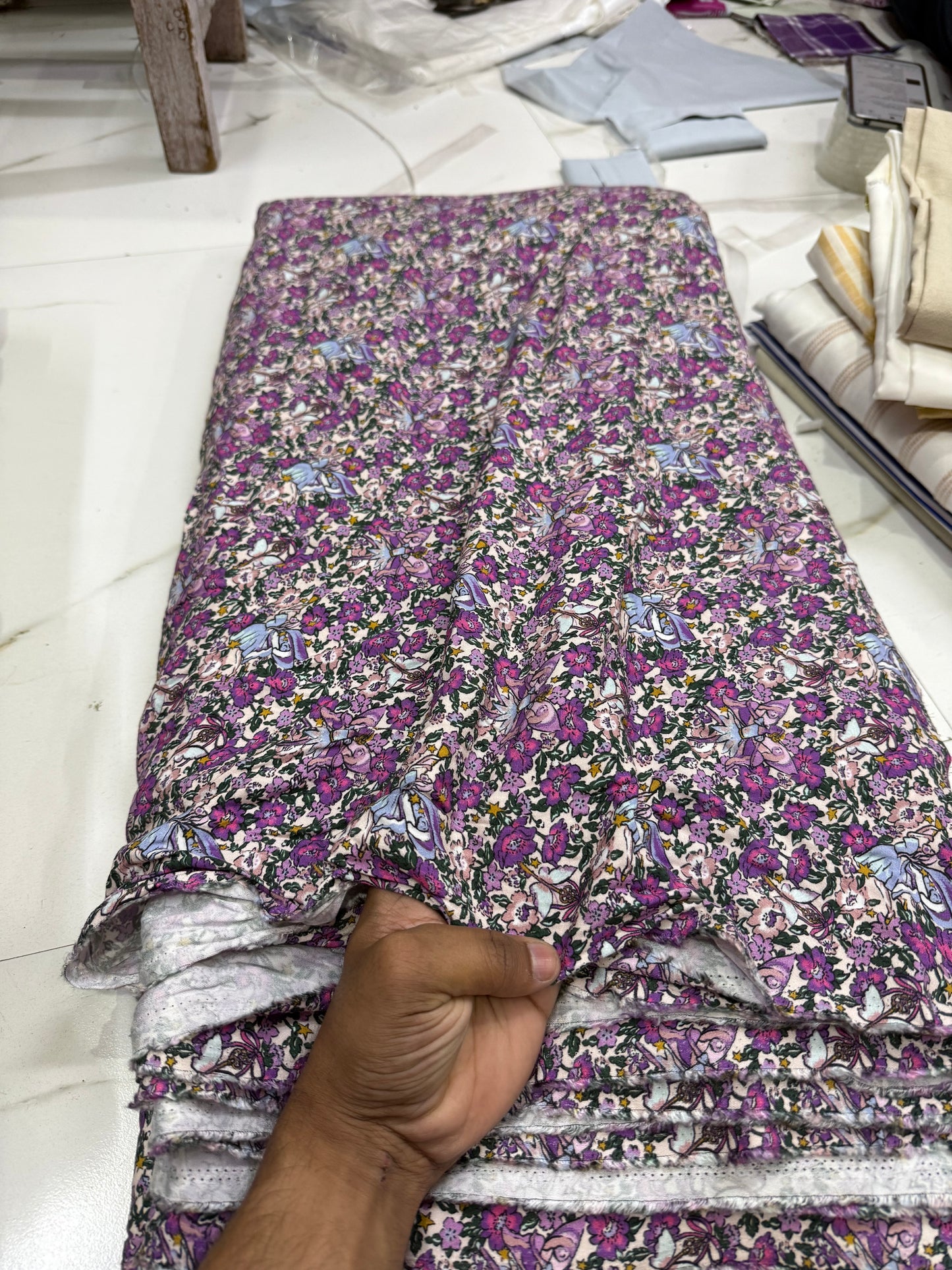 Buy Viscose Modal Violet Mode Floral Fabric