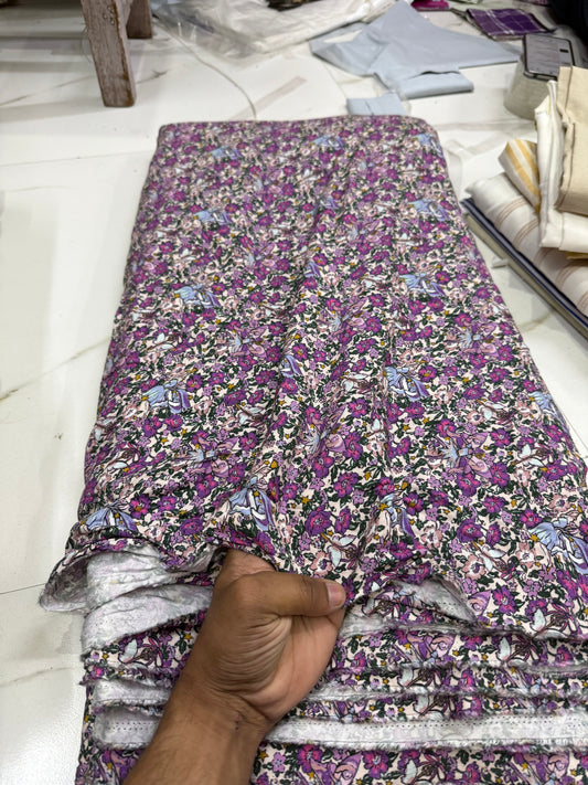 Buy Viscose Modal Violet Mode Floral Fabric