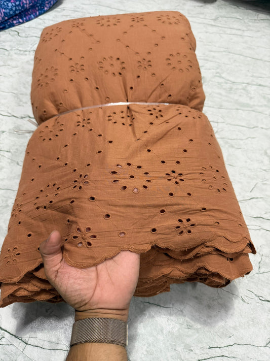 Buy Cotton Hakoba Brown Join Embroidery
