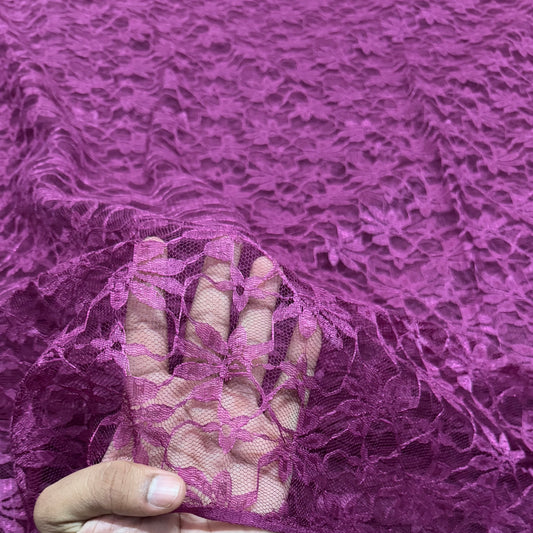 Buy Purple Leaf Mesh Embroidery Fabric
