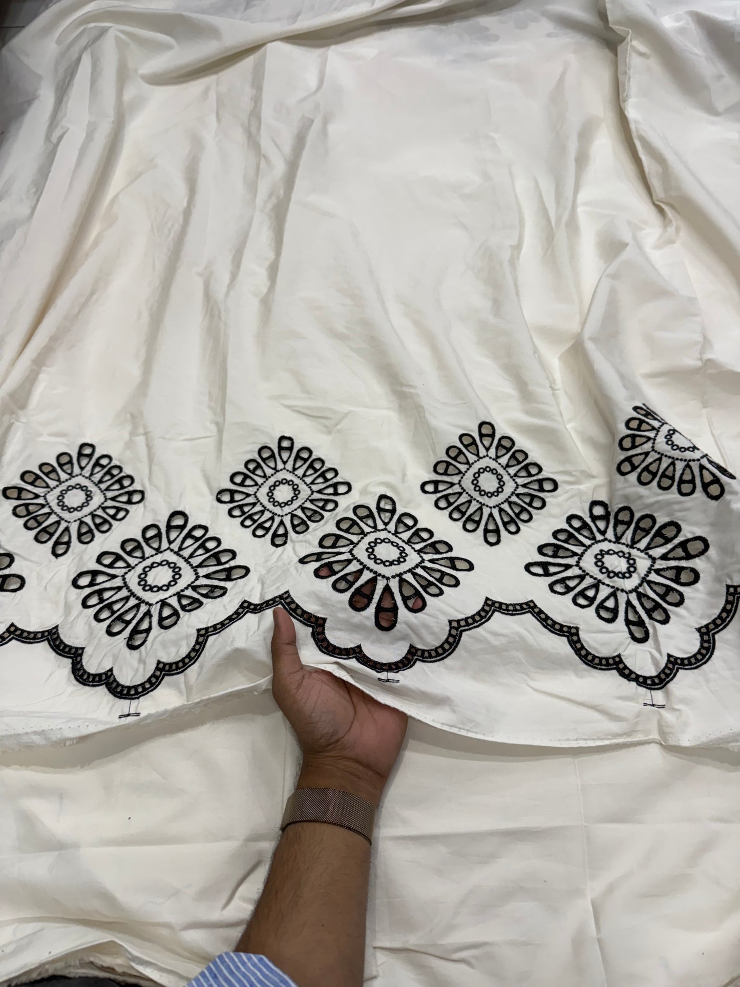 Buy Silk Hakoba Border Black Design Fabric