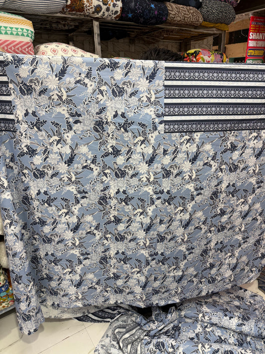 Buy 50s Poplin Suit Pattern Floral Powder Blue Printed Fabric