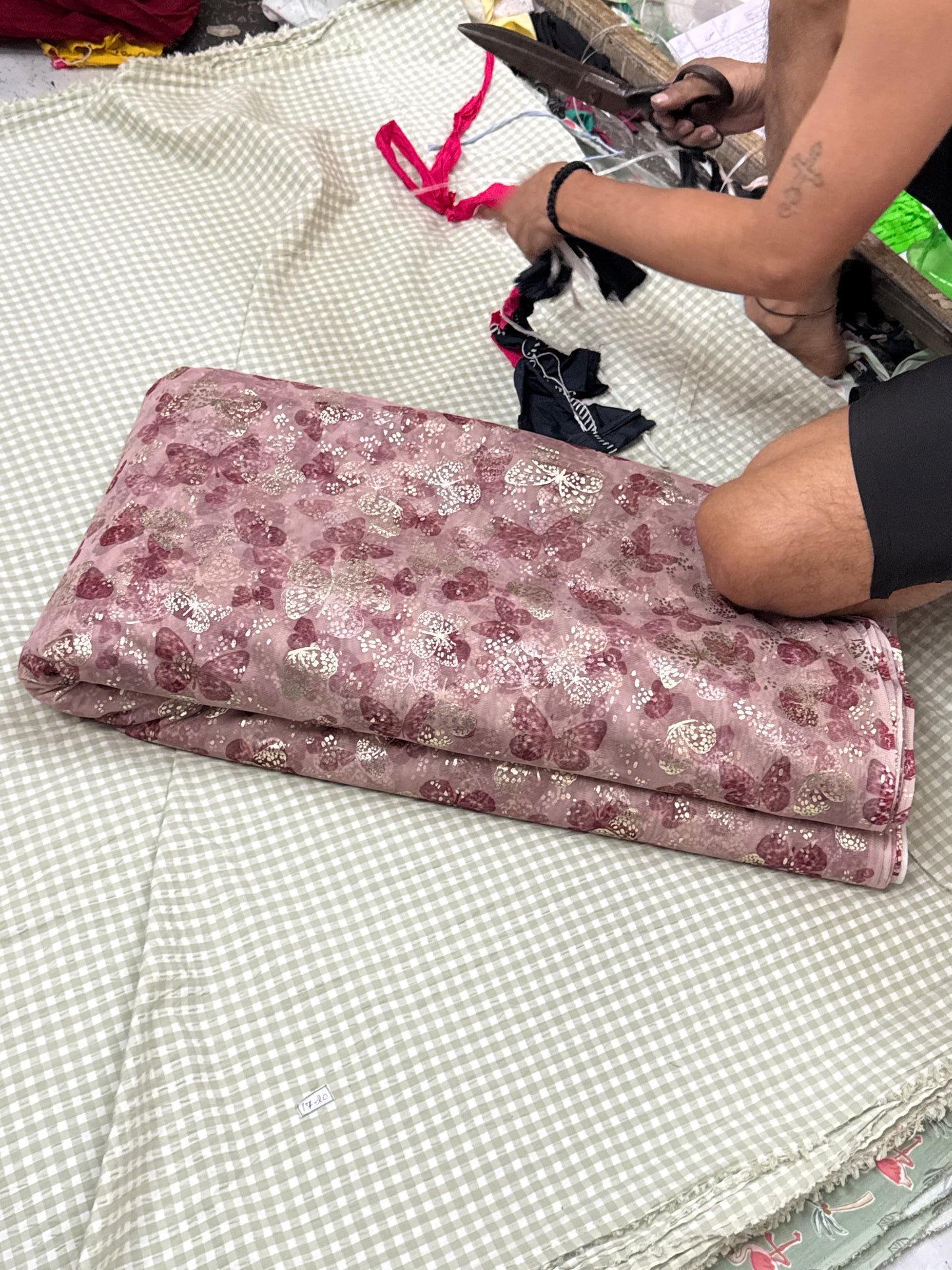 Buy Lurex Printed Mesh Butterfly Dual Print Fabric