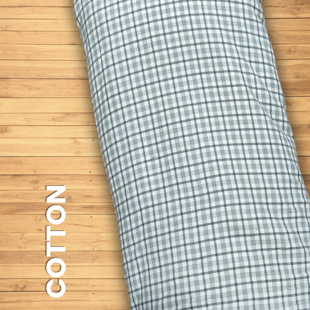 Buy Cotton Grey Check Printed Fabric