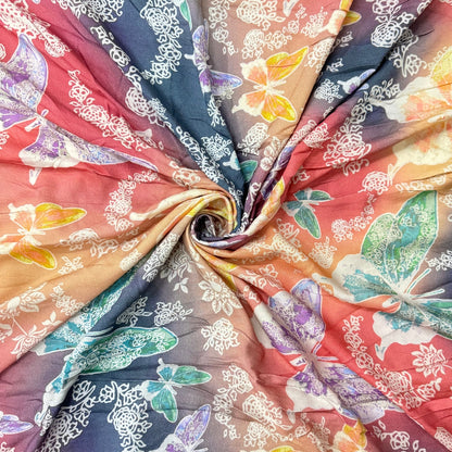 Buy Viscose Modal Colorful Butterfly Printed Fabric