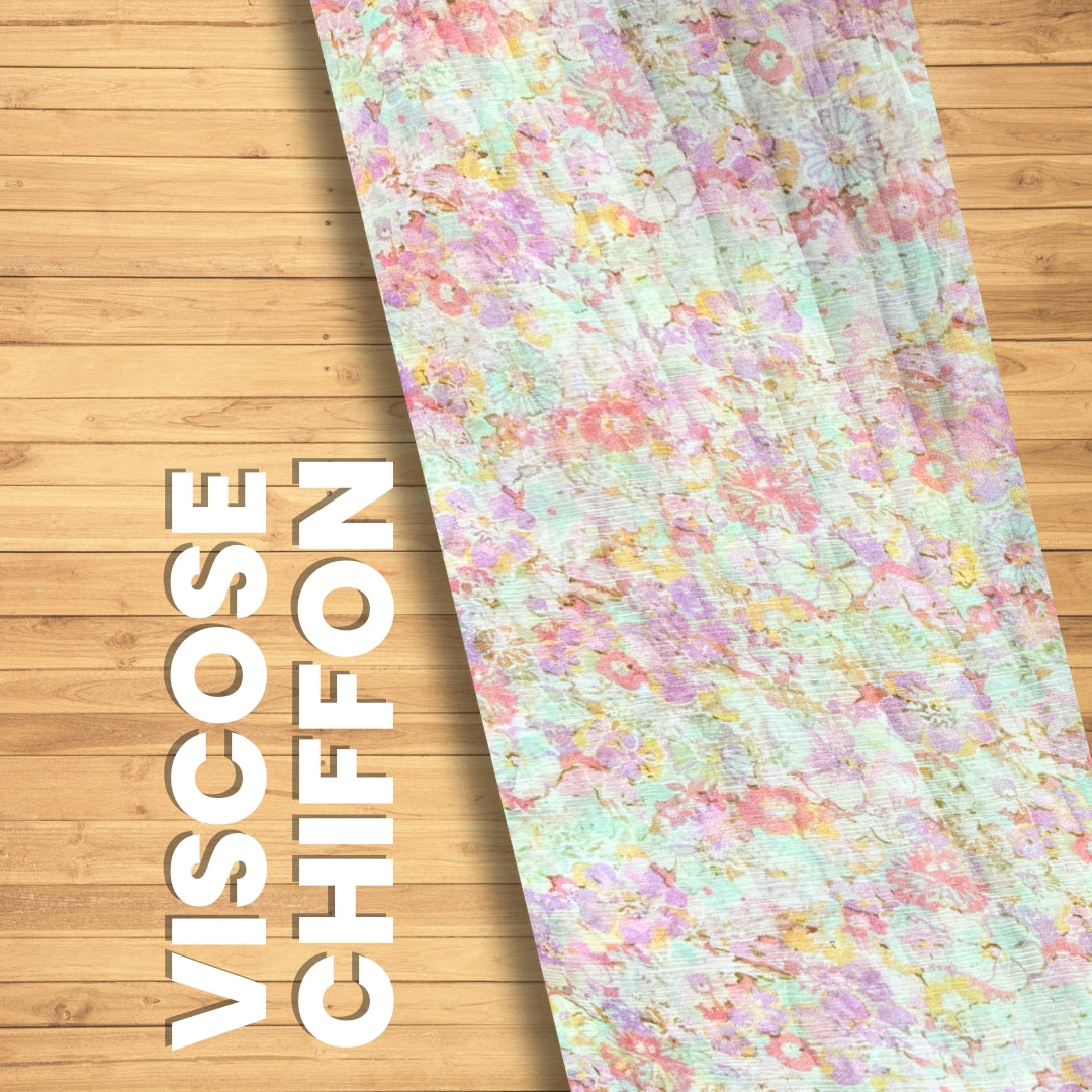 Buy Viscose Chiffon Multicolour Floral Printed Fabric