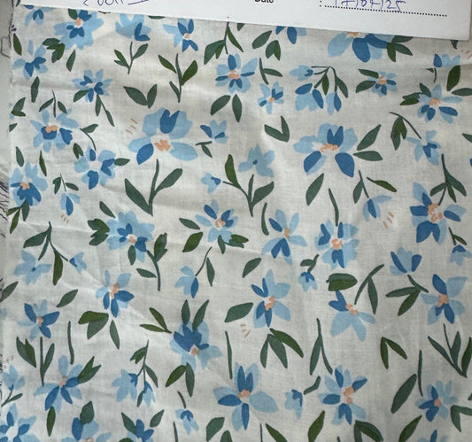 Buy Mul Cotton Blue Summery Flower Printed Fabric - MAF