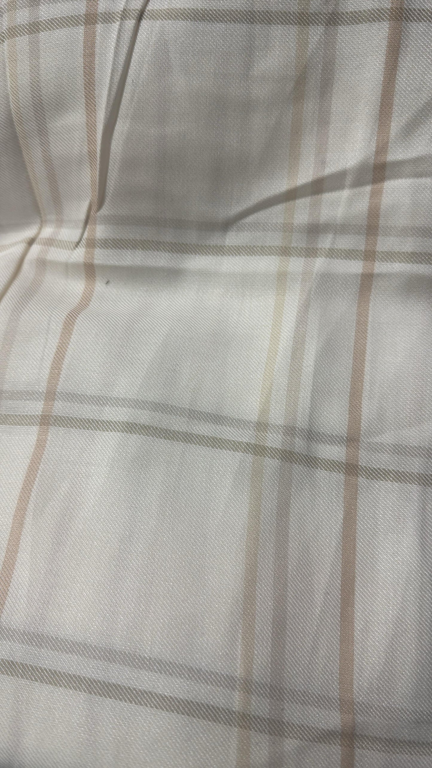 Woollen Pashmina White & Yellow Check Shirting Fabric