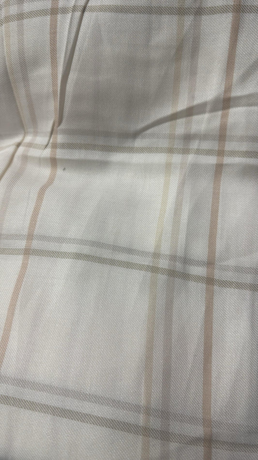 Woollen Pashmina White & Yellow Check Shirting Fabric