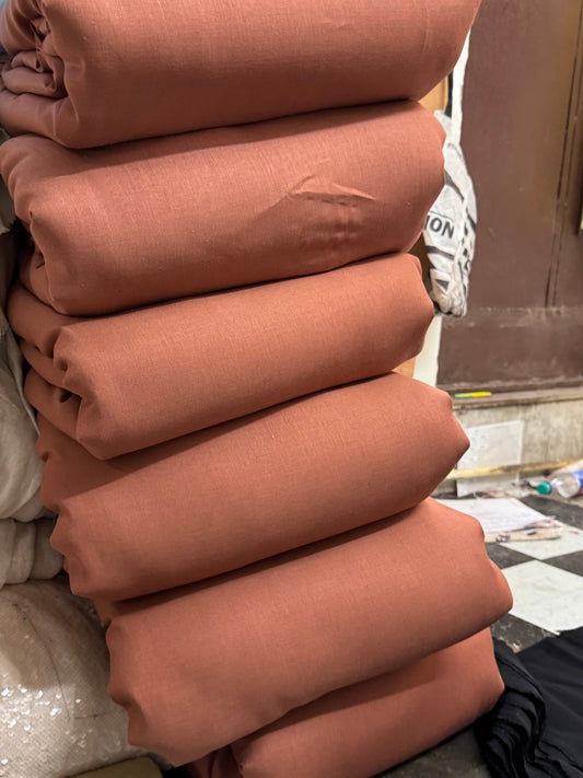 Buy Rare Pure Linen Cinnamon Brown Solid Fabric