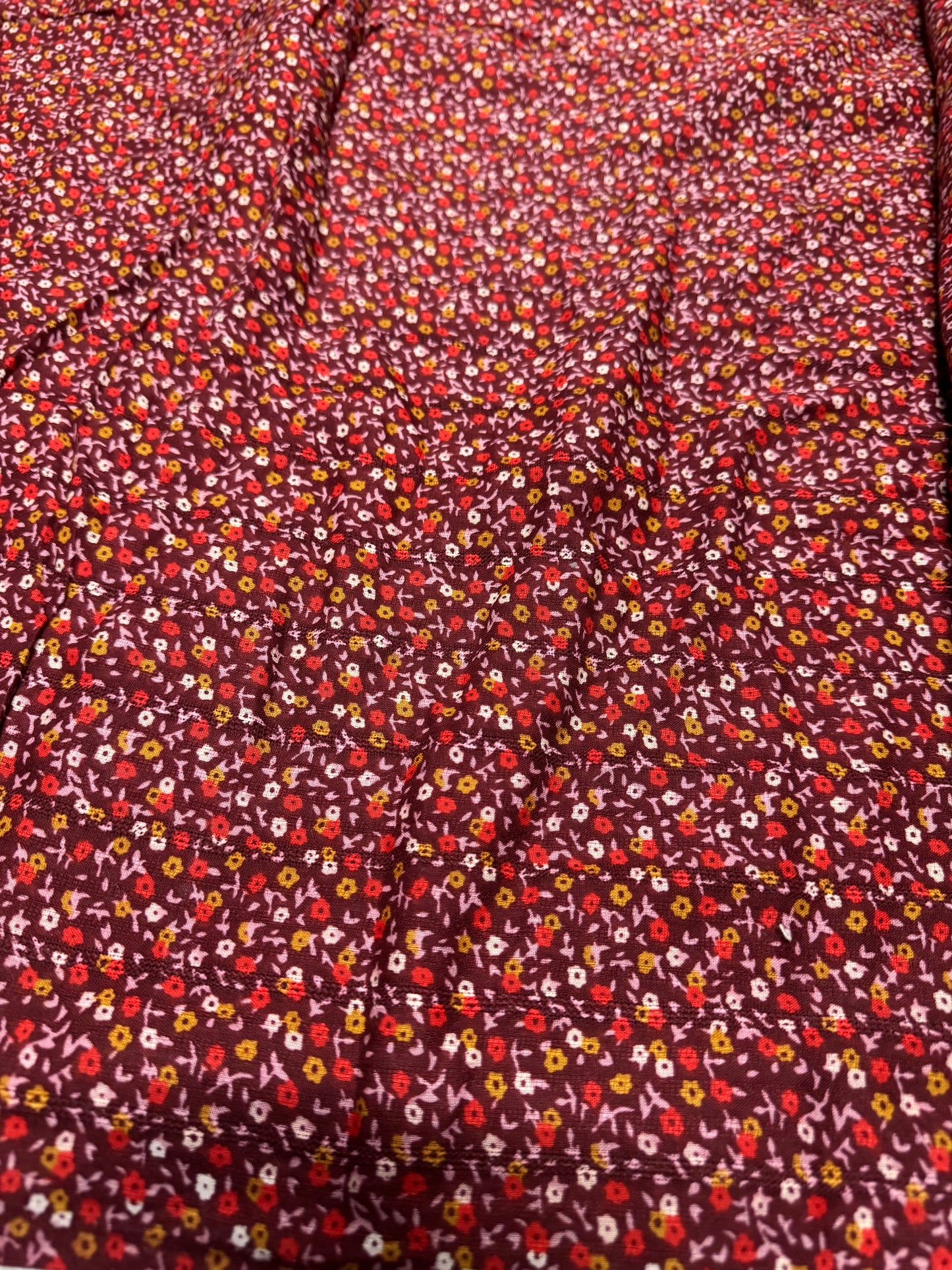 Buy Viscose Crepe Red Base Tiny Floral Printed Fabric